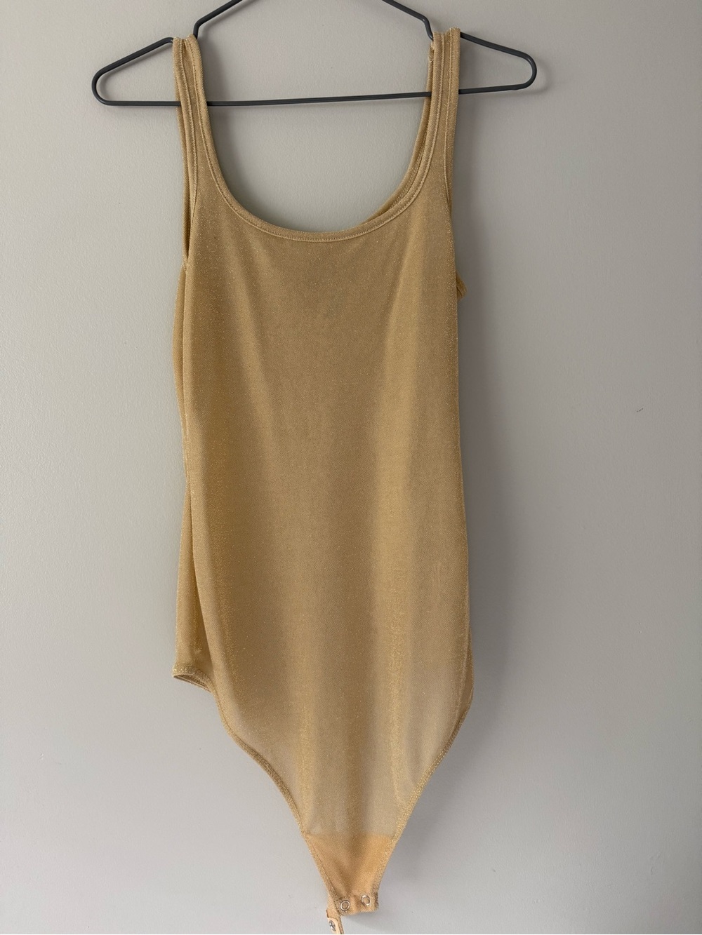 Second Skin Overalls Gold Scoop Neck Bodysuit